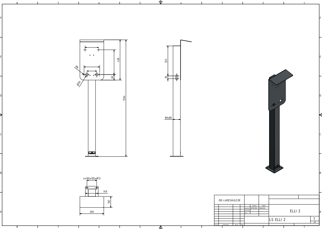 Laadpaal geschikt voor ELLI (VW) Audi, Skoda Wallbox met dak | Voet | Voetstuk
