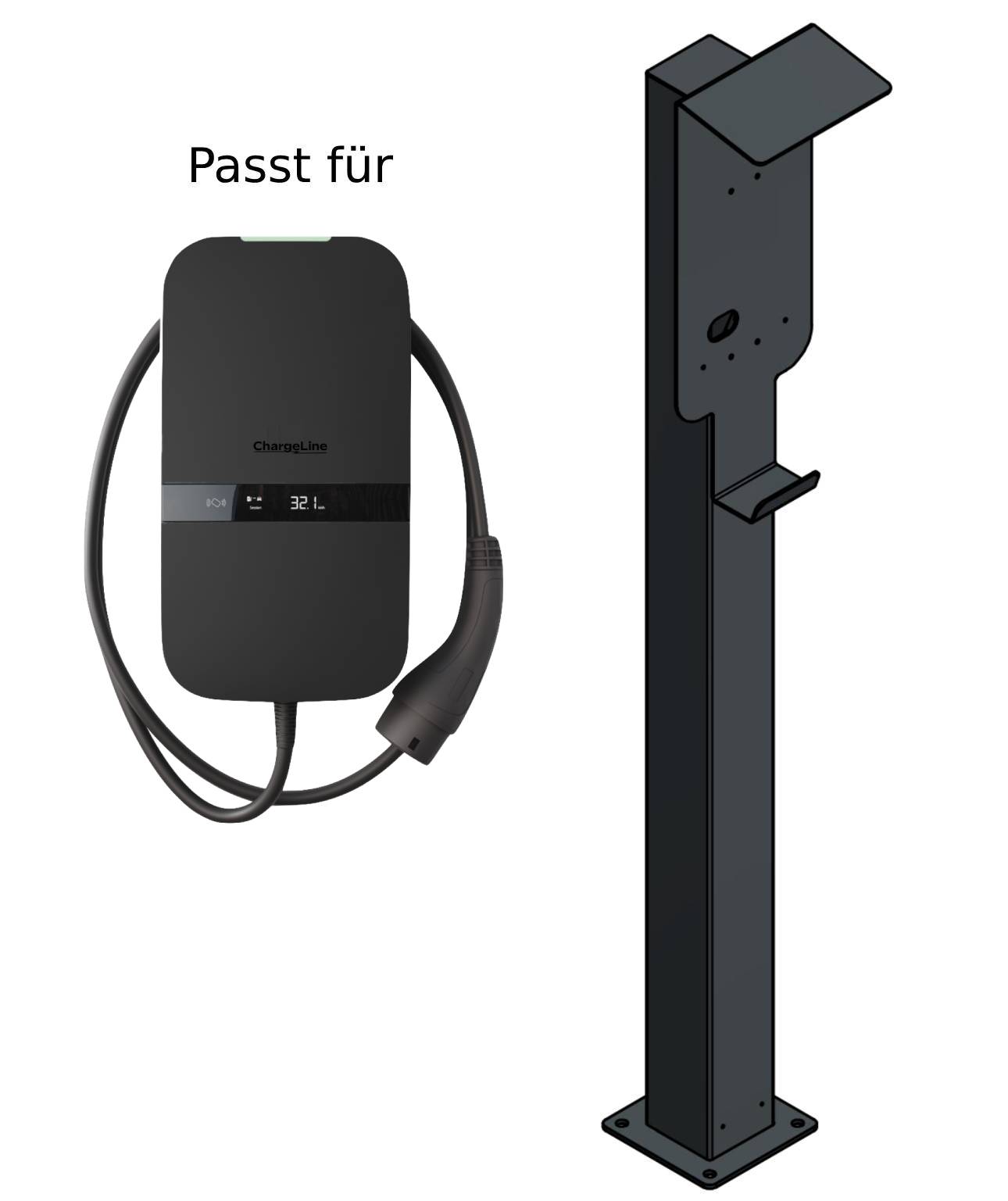 Laadpaal geschikt voor Webasto Pure 2 Wallbox met Dak | Voet | Voetstuk | Voetstuk
