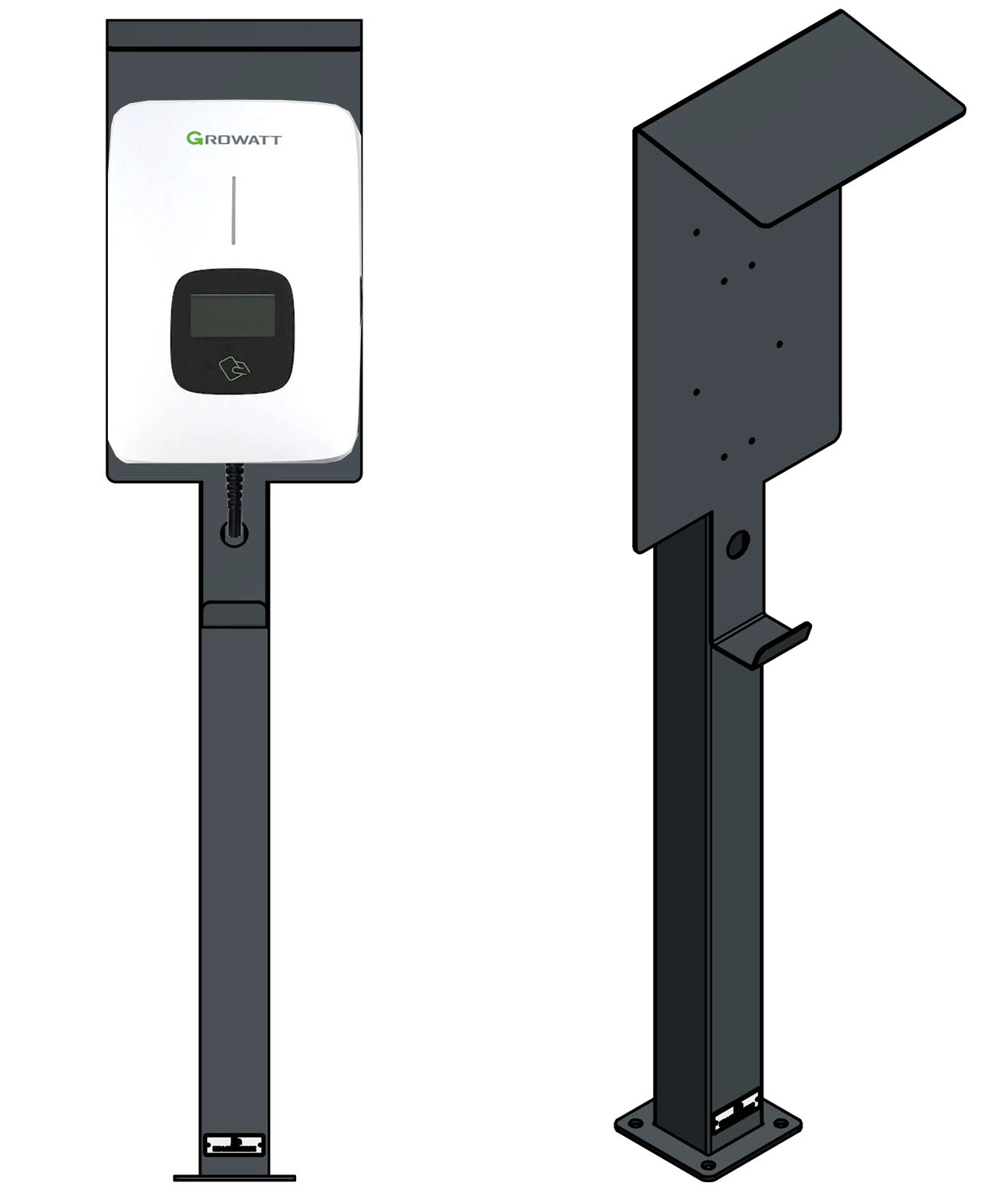 Laadpaal geschikt voor Innogy / Compleo / E.ON eBox met dak | Voet | Voetstuk | Voetstuk