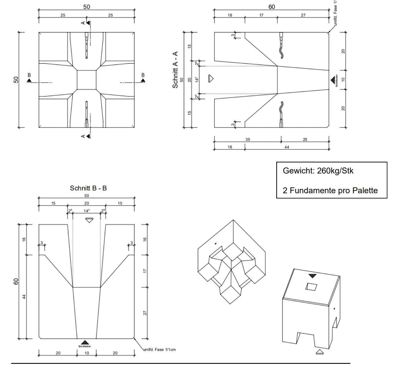 Cito 250 en Cito 500 betonnen voet - geprefabriceerde fundering speciaal voor Cito laadpaal - 250 Kg