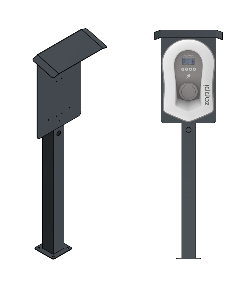 Laadpaal geschikt voor Zappi Charger Wallbox met dak en kabelhouder | standaard | voetstuk