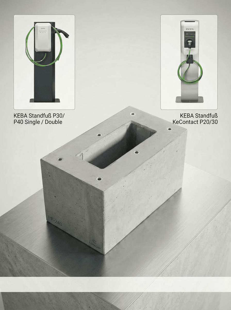 Geprefabriceerde fundering speciaal voor KEBA voetstuk KeBAContact P20 / P30, laadpaal (89735,90735)