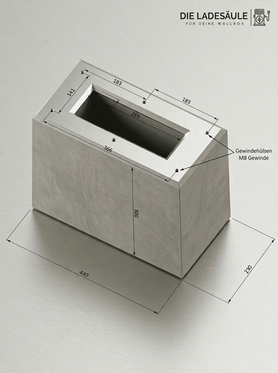 Geprefabriceerde fundering speciaal voor KEBA voetstuk KeBAContact P20 / P30, laadpaal (89735,90735)