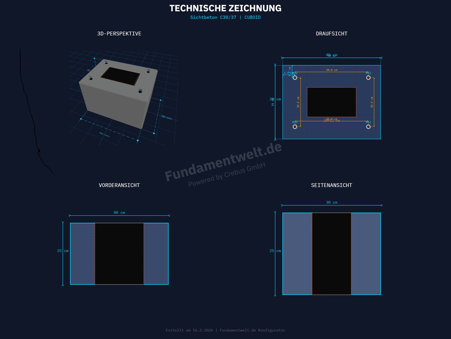 Fertigfundament speziell für ABB  - TAC Stele  - Pedestral (6AGC085684 und 6AGC085345)