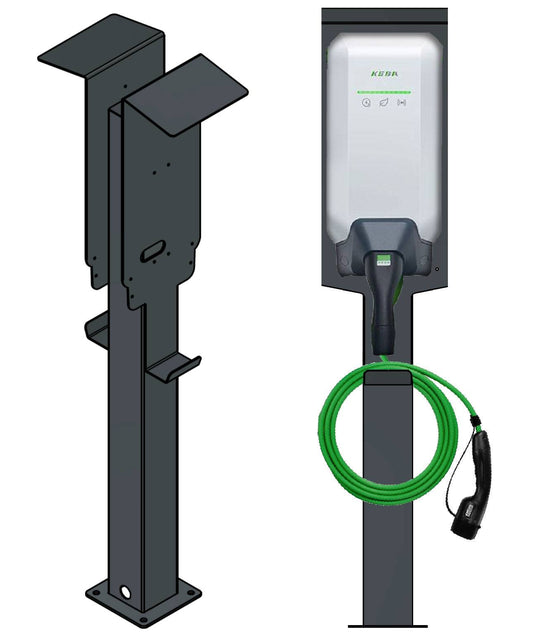 Doppel Ladesäule passend für 2x KEBA P40 KeContact Wallbox mit Dach | Ständer | Standfuß | Stele
