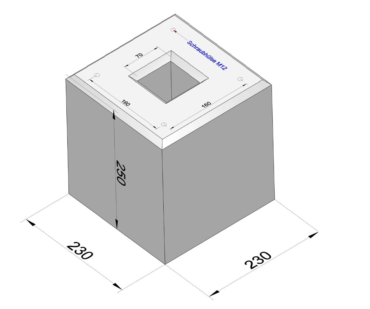 Fertigbetonfundament speziell passend für Original ABL Stele POLE Slim (100000237, 100000245, 100000191)