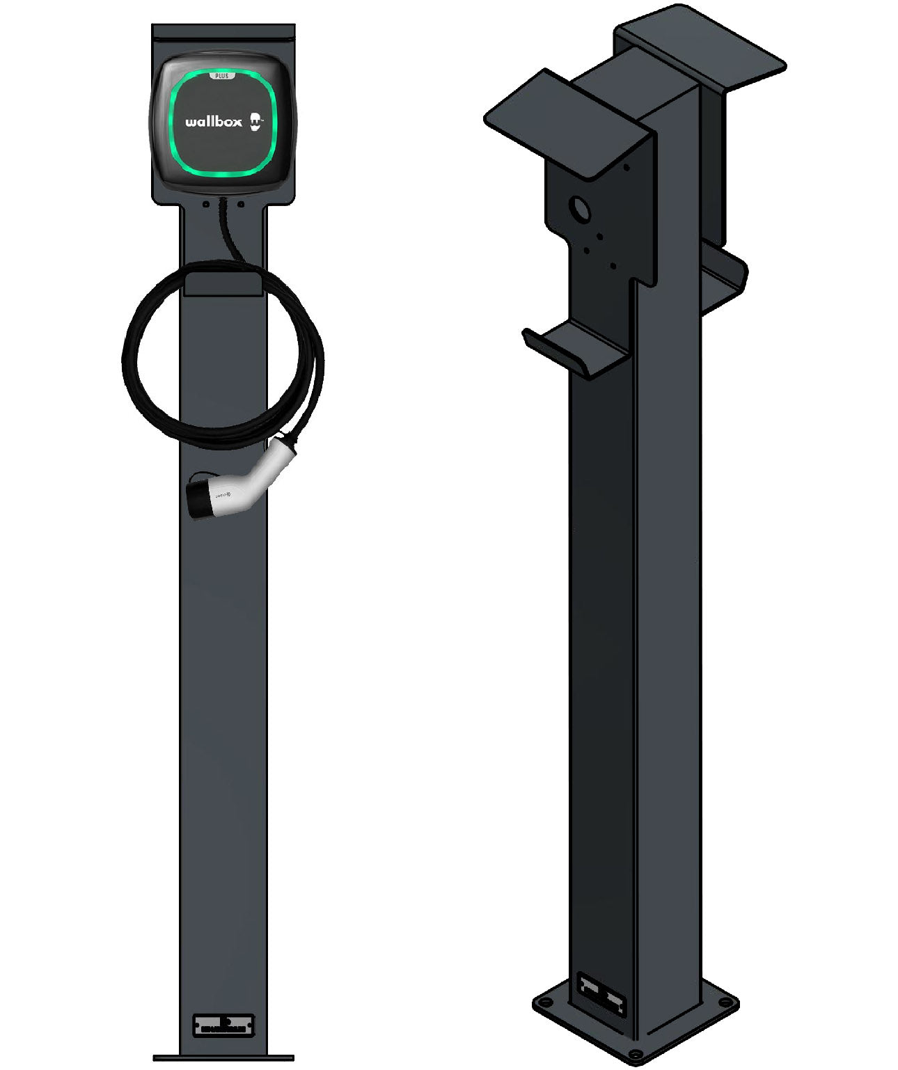 Doppel Ladesäule passend für 2x Pulsar, Pulsar Plus Wallbox mit Dach | Ständer | Standfuß | Stele | Base