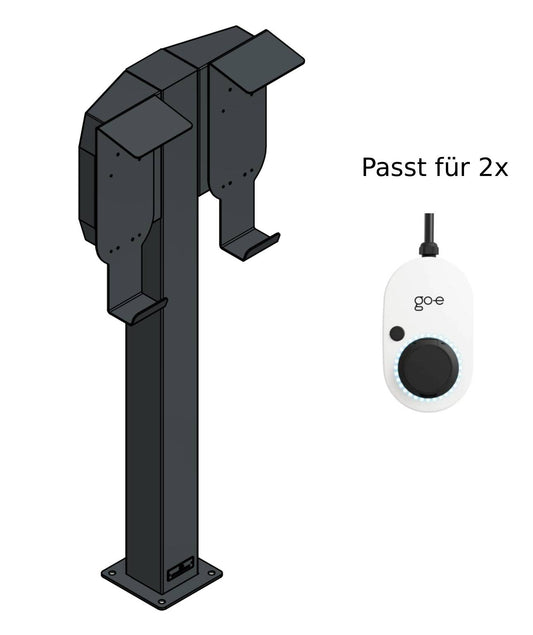 Laadpaal geschikt voor 2 Easee Wallbox met dak | BESIDE | Stand | Voet | Basis