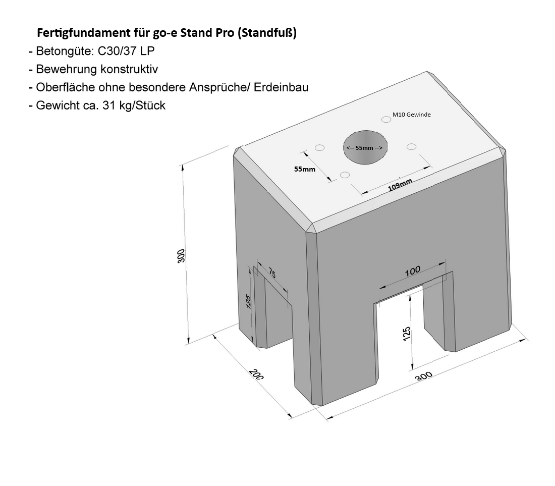 Fertigfundament für go-e Stand Pro aus Beton – Schnell und unkompliziert für den