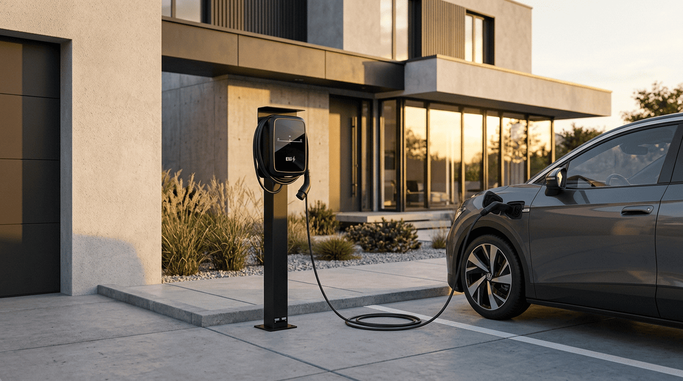 Laadpaal geschikt voor ELLI (VW) Audi, Skoda Wallbox met dak | Voet | Voetstuk