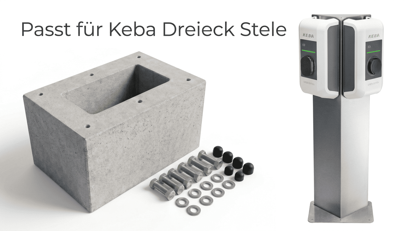 Geprefabriceerde fundering speciaal voor KEBA voetstuk dubbele driehoek KeContact P20 / P30 V3 ( Artikel: 99839)