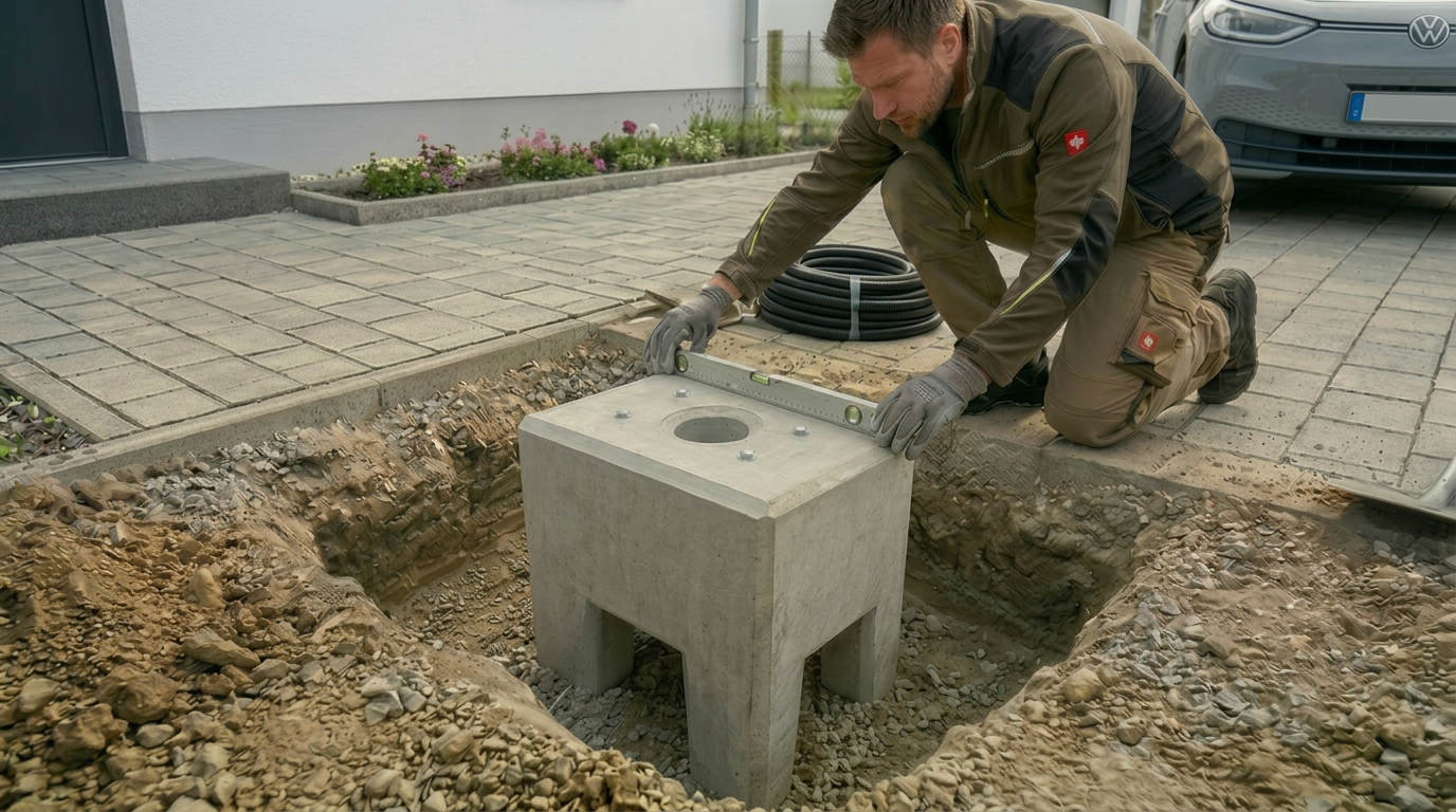 Fertigfundament für go-e Stand Pro aus Beton – Schnell und unkompliziert für den
