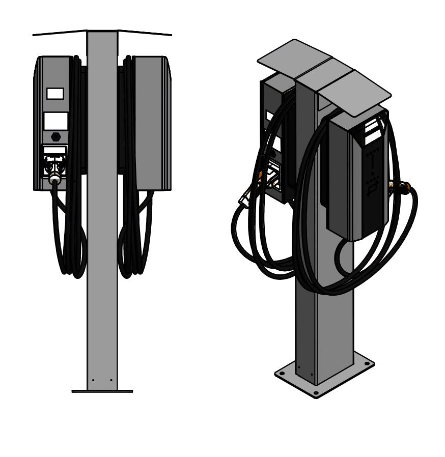 Doppel Ladesäule passend für 2x Siemens VersiCharge AC Wallbox (Alle Versionen) mit Dach - Standfuß - Base