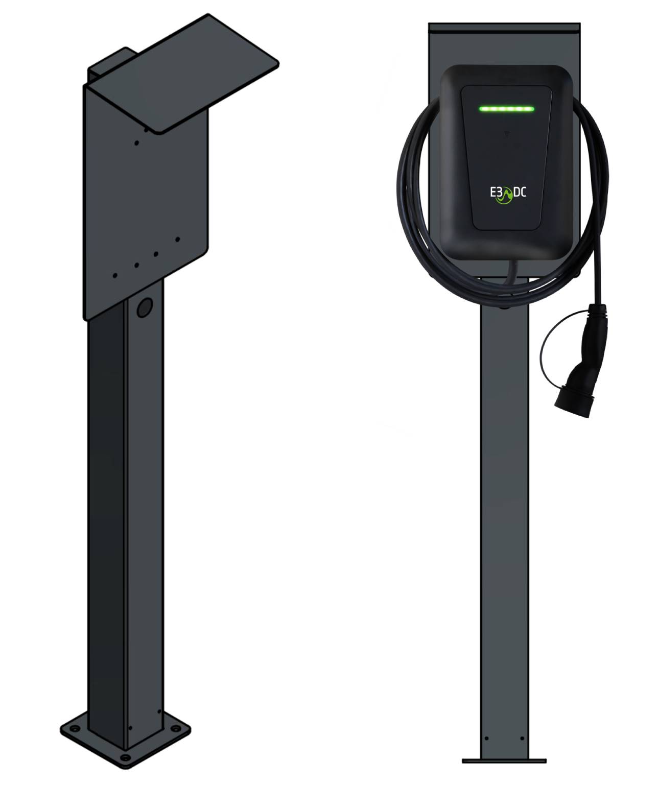 Laadpaal geschikt voor E3/DC multi connect Wallbox met dak en kabelhouder | Staander | Voetstuk | Voetstuk