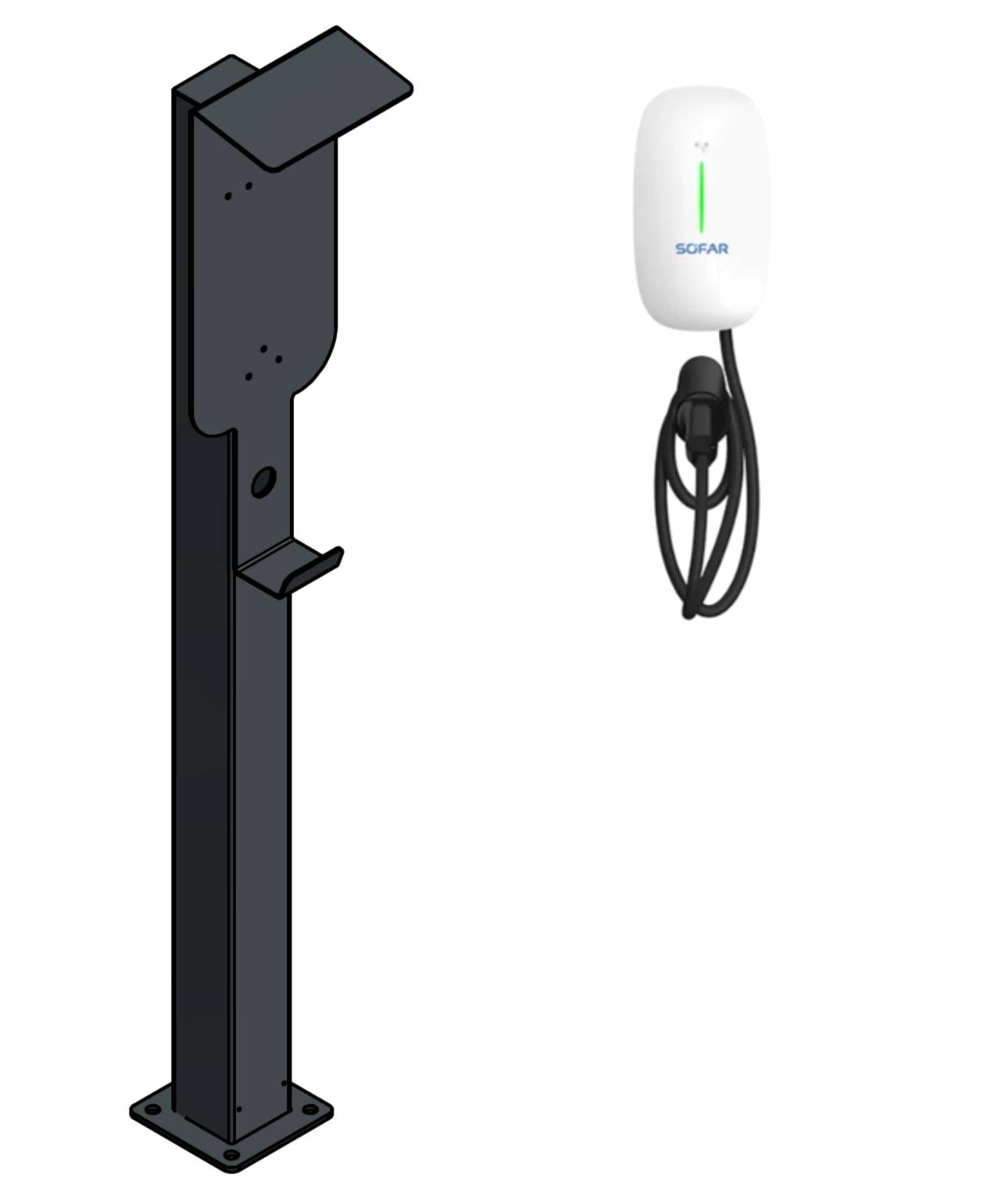 Laadpaal geschikt voor Innogy / Compleo / E.ON eBox met dak | Voet | Voetstuk | Voetstuk