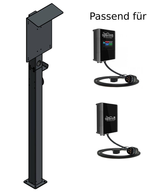 Laadpaal geschikt voor OpenWB Serie 2 Duo / Standaard Wallbox met dak en 2 kabelhouders | Voet | Statief