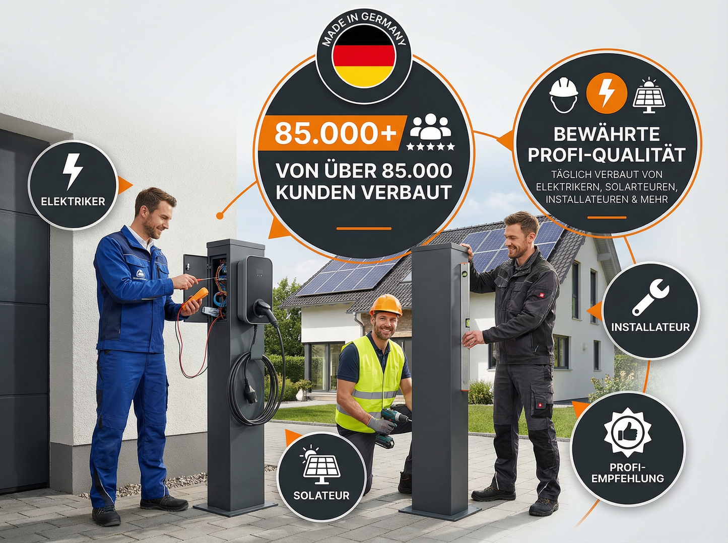 Laadpaal geschikt voor Innogy / Compleo / E.ON eBox met dak | Voet | Voetstuk | Voetstuk