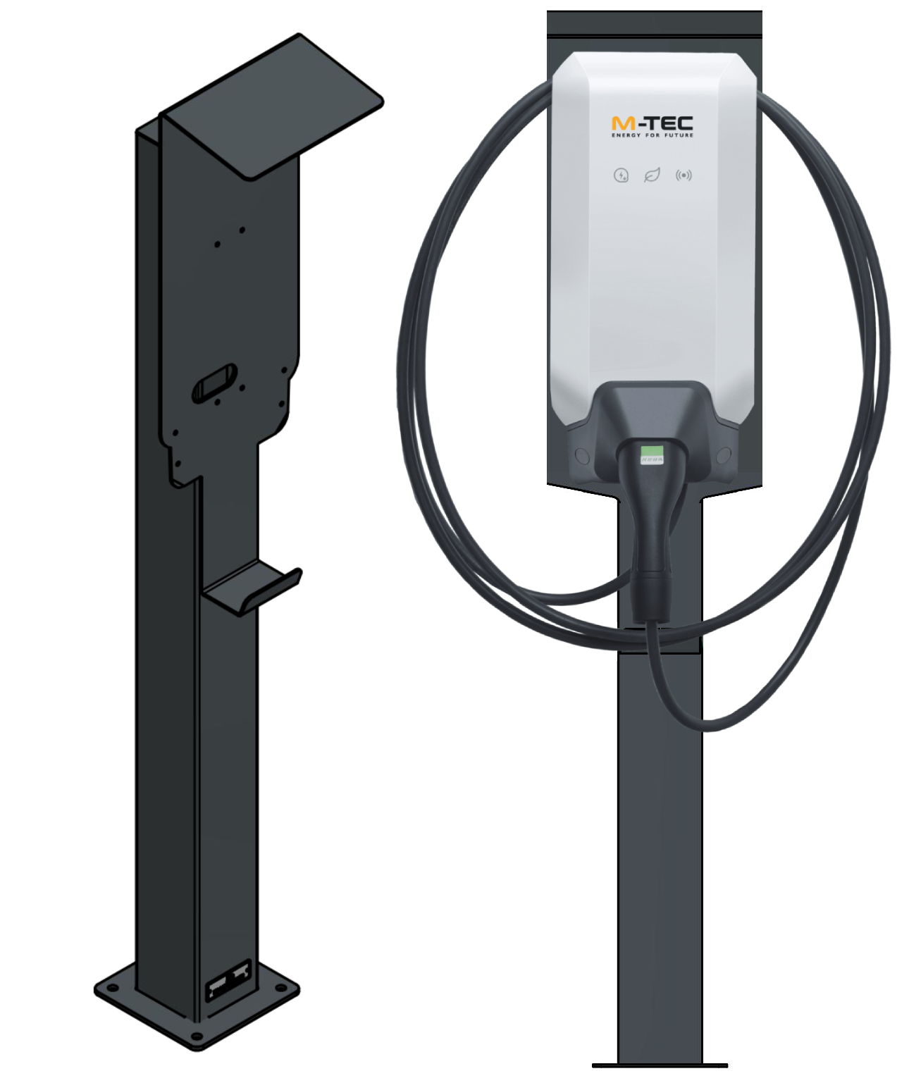 Ladesäule passend für M-Tec Energy Charger Wallbox mit Dach | Ständer | Standfuß | Stele