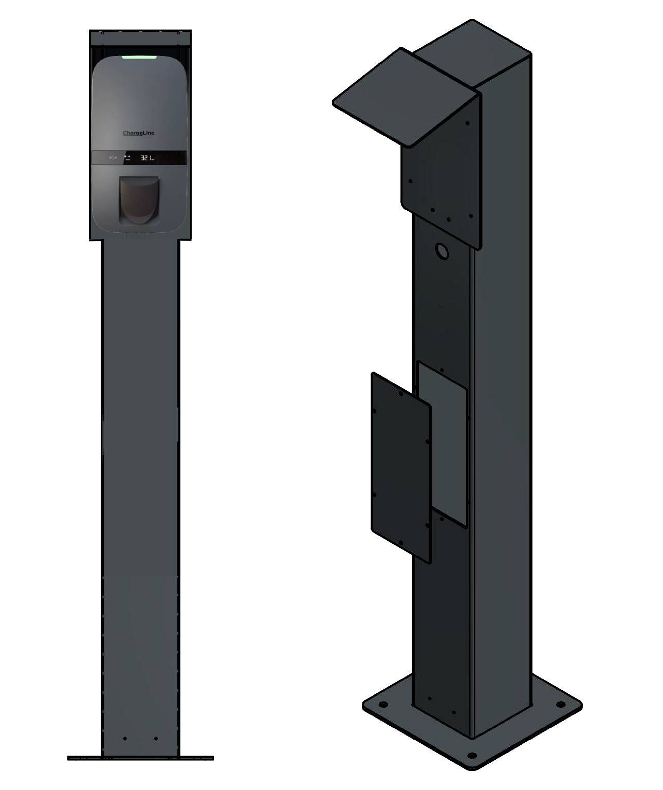 Reihenhaus AG Ladesäule passend für ChargeLine Wallbox mit Dach