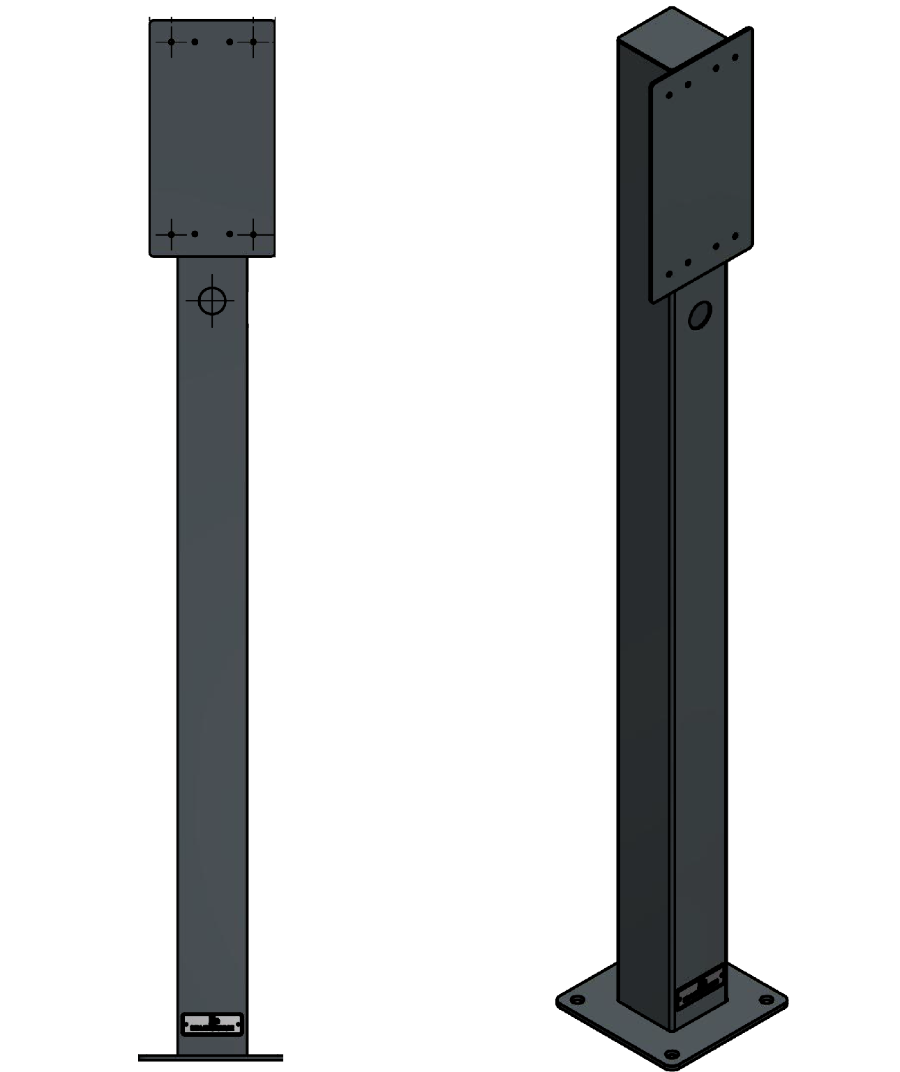 Doppel Ladesäule / Standfuß passend für für Voitas Wallbox aus Edelstahl mit Pulverbeschichtung | Ständer | Standfuß | Stele |