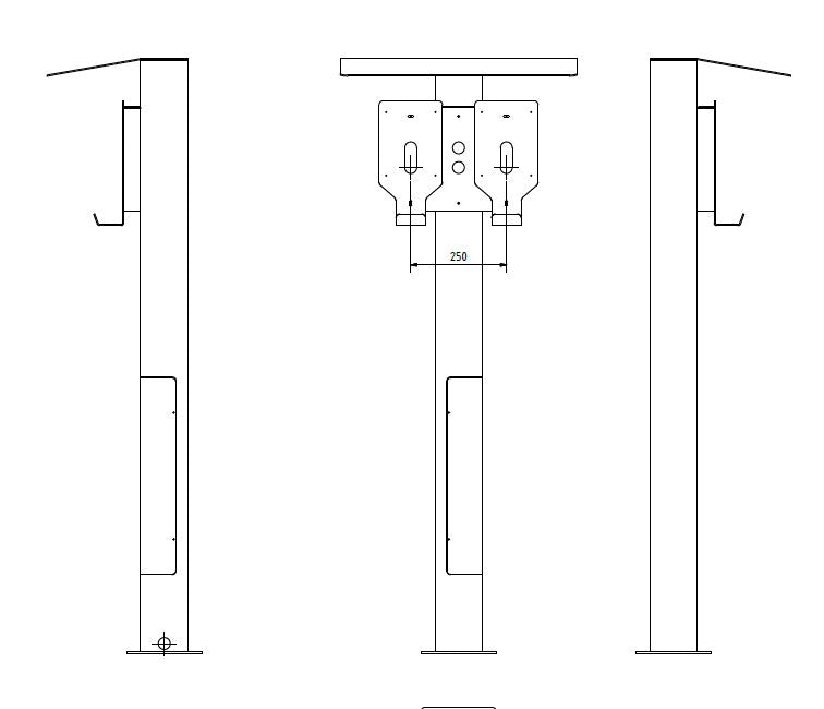 Dubbele laadpaal "BESIDE" speciaal voor Easee Wallbox - Voetstuk - Voetstuk