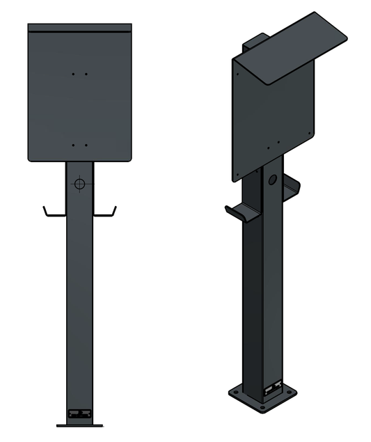 Laadpaal geschikt voor OpenWB Serie 2 Duo / Standaard Wallbox met dak en 2 kabelhouders | Voet | Statief